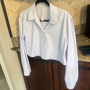 ALO Yoga White Button Down Crop Top